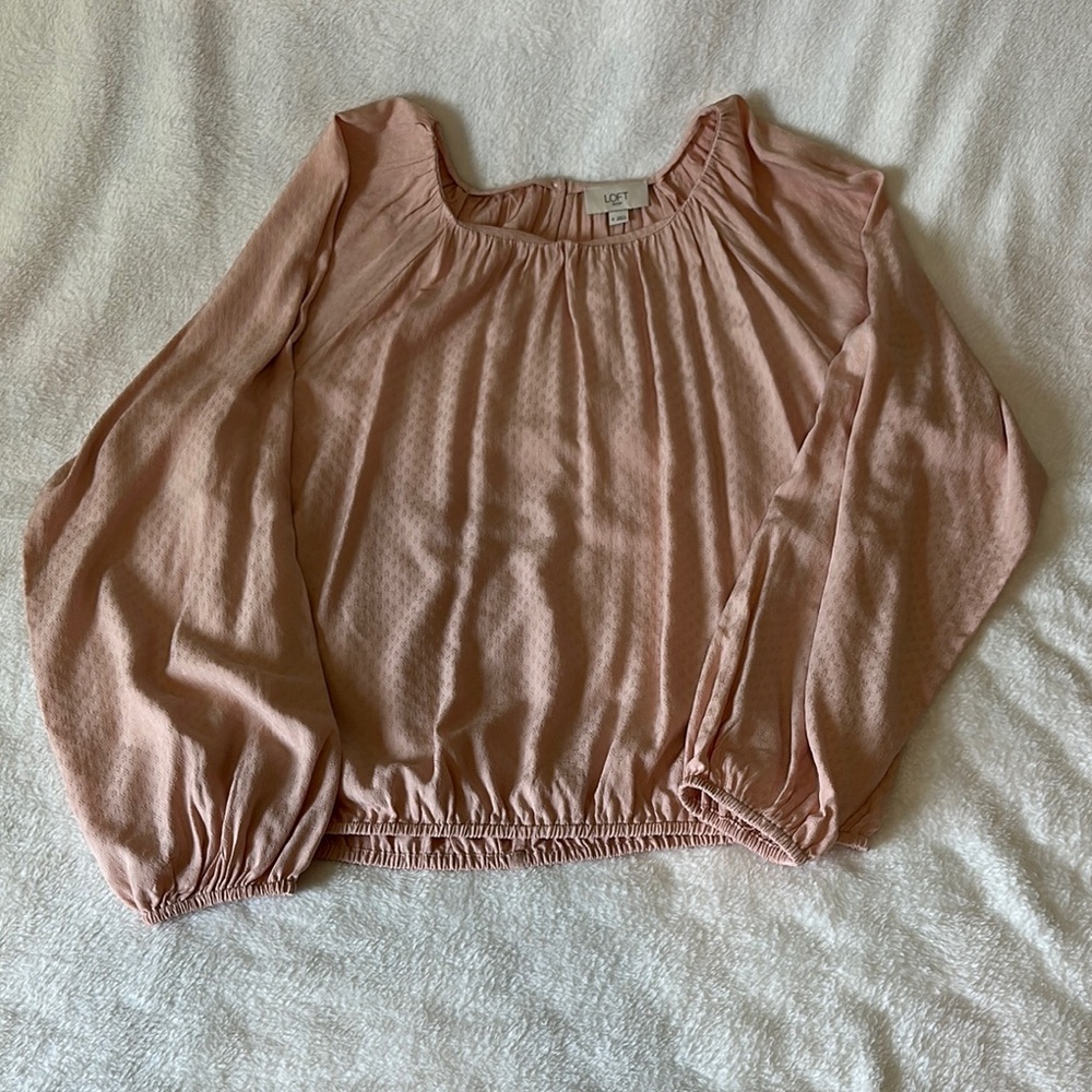 NWT Women's LOFT Creamy Pink Peasant Blouse Sz M